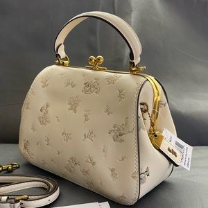COACH x DISNEY F68932 Frame Bag 23 With Dalmatian Floral Print (white )I Lazada